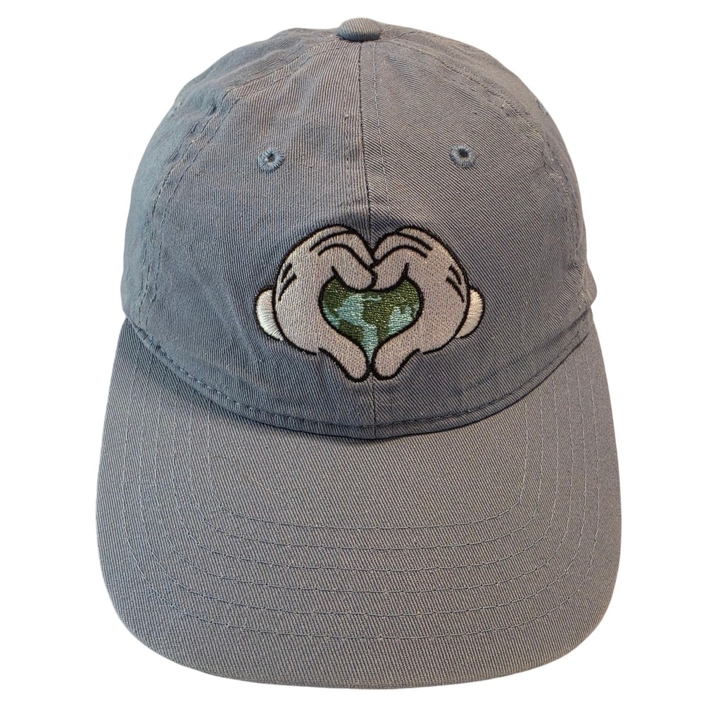 Disney Parks Mickey Mouse Earth Heart Hands Blue Kids Baseball Hat Adjustable